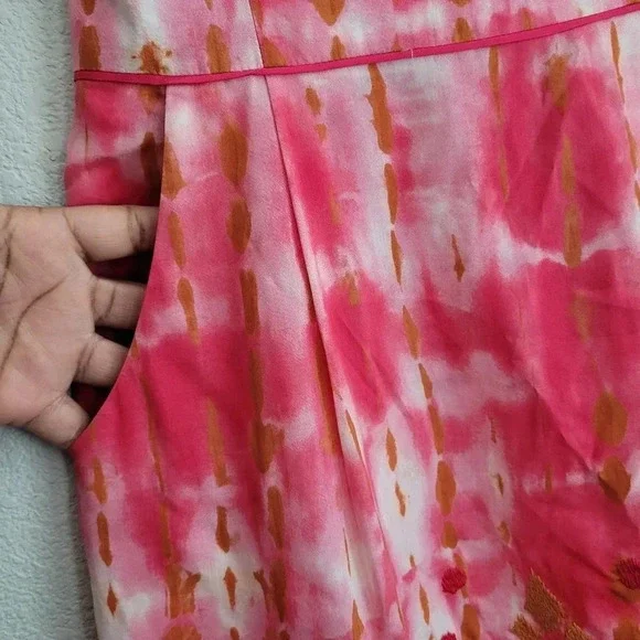 Anthropologie Beth Bowley Women's Mini Dress 4 Multicolor Silk Blend Embroidered - Picture 4 of 12